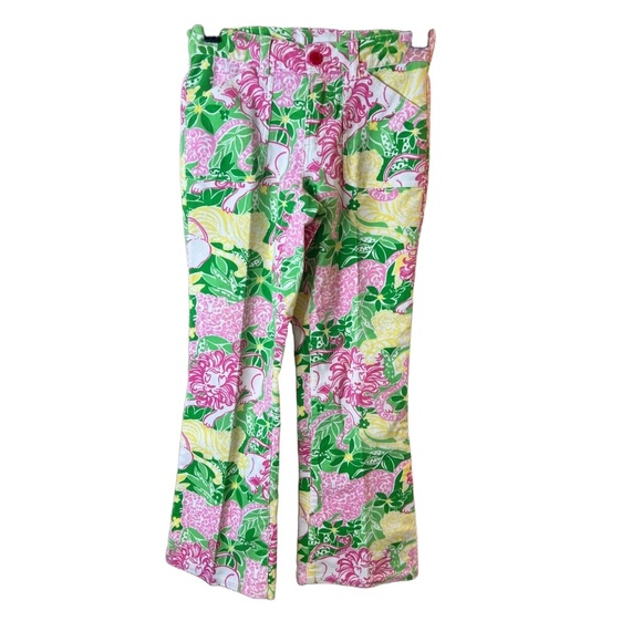 Lilly Pulitzer Other - Lilly Pulitzer Girls Multicolor Floral Corduroy Front Pockets Flared Pants 8